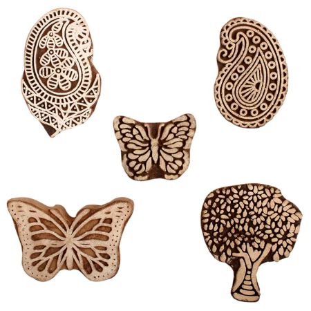 Set of 5 Piece New Mix Wooden Printing Block